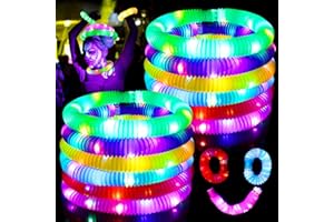 Aicharynic Fidget Toys, 12 Stück Leuchtendes Pop Röhren, Pop Tubes Leuchtstäbe Sensorisches Spielzeug für Kinder LED Stretchrohr Partyzubehör im Dunkeln Röhrchen, Geburtstagsparty Dekoration Set