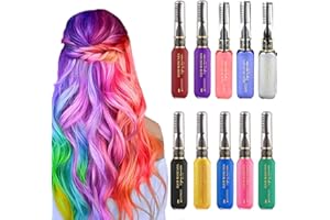 SYULCR 10 piezas Kit de coloración temporal para cabello, tiza para cabello, peine para teñir, para niñas y adultos, cumpleaños, Halloween, Cosplay o fiesta