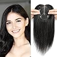 SEA SINGING Human Hair Toppers for Women Real Hair Topper with Thinning Hair 120% Density Round Shaped Swiss Base Clip in Fringe Human Hair Topper Top Hair Pieces 40g- Natural Black (12inch, 1B)…