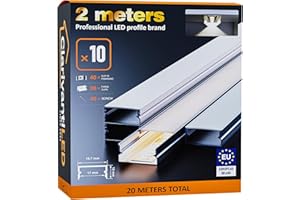 ClarivantiLED 2m×10 Profilé Aluminium LED Rail avec Diffuseur Goulotte et Profile Alu pour Ruban LED Profilé en U pour Installation Facile Support LED Couvercle Blanc Embouts et Clips Montage