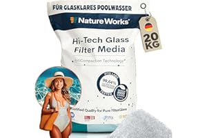 POOL O MIO.DE poolomio Nature Works Hi-Tech Filterglas (20 kg) für Pool-Sandfilteranlagen, aus naturreinem Glas, kristallweiß, umweltschonende Alternative zu Sand, Ø Körnung: 0,8 mm