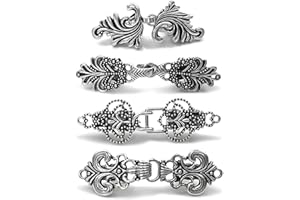 OKOSS 4 Stück Metall Strickjacke Clip, Vintage Kragen Kleid Clips, Antik Silber Ton Pullover Clip, Retro Metall Pullover Schal Clip, Umhang Broschen und Schal Pins für Frauen Mädchen Tragen