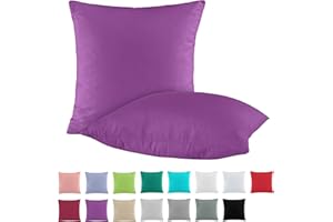 ‎BASATEX BaSaTex Doppelpack Baumwolle Renforcé Kissenbezug 80x80 cm | Kissenbezüge aus 100% Baumwolle | Kissenhüllen in Lila