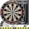 Viper League Pro Regulation Bristle Steel Tip Dartboard Starter Set with Staple-Free Bullseye, Radial Spider Wire, High-Grade Sisal with Rotating Number Ring, Chalk Cricket Scoreboard, Steel Tip Darts