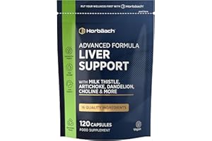 HORBÄACH Liver Support Supplement | Milk Thistle Complex with Artichoke, Dandelion, Choline, Turmeric, Beetroot and More! | 16 Active Ingredients | Vegan Liver Health | 120 Capsules | by Horbaach