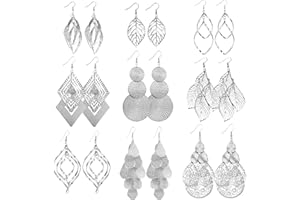 ASH'S CHOICE Boucles d'oreilles Argent Or pour femme, 6 Paires de Boucles d'oreilles Creoles Clous Set en Argent Sterling 925, Boucles D'oreilles à Charnière Pendantes Vertes pour Femmes Filles