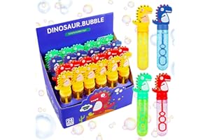 HapagToy Bolle di Sapone, 24 Dinosaur Flaconcini Bolle di Sapone Bambini, Ricarica 35ml Bastoncini di Bolle, Dopo Bolla Giocattolo per Matrimonio, Partito Della, Festa di Compleanno All'Aperto