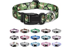 Mercano Adjustable Dog Collar - Special Design Patterns, Soft Nylon Comfortable Durable Pet Collar for Small Medium Large Dogs (M, Dog Camouflage Green)