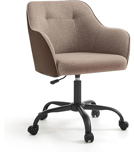 CLP Sedia Da Ufficio Plover In Ecopelle, Colore Noce/Crema, Regolabile In Altezza 44-56 Cm, Girevole, Struttura In Legno Curvato E Metallo, 120 Kg