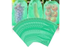 TZEKING 100 Pièces Sac Protection Fruits,20x30cm Non Tissé Sachet Protection Raisin,Jardin Plant Fruits Protection Sac avec Cordon,Jardin Protéger Sacs,pour Potéger Les Grappes Frelons Et des Oiseaux