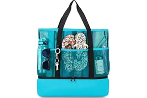 UYLIA Tote Bolsa Playa de Malla Grande Familiar Mujer Hermosa y Duradera Bolsa Termica Playa con Cremallera Bolso para Playa Viaje Compras Camping Vacaciones Juguetes