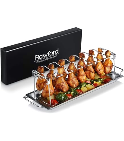 Xersex Hähnchenschenkel-Halter Aus Edelstahl - Für 12 Schenkel Inkl. Auffangschale & Grillzubehör