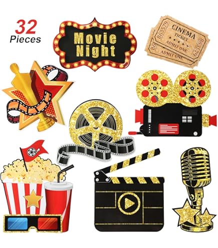 5x3ft Movie Night Party Backdrop Movie Theme Now Showing Photography Background Red Carpet Popcorn Decorations Movie Party Ceremony Dress-up Awards Parties Photo Booth Props