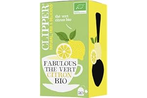 CLIPPER NATURAL, FAIR & DELICIOUS CLIPPER - Thé Vert Bio - Citron - 100% Ingrédients Naturels - Issu du Commerce Équitable - 20 Sachets de Thé Bio - 1 Paquet