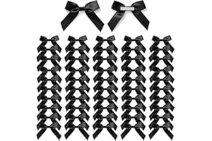 MORSUNBELA Arcos negros Decoración Pequeñas Industrias de regalo autoadhesivas Satén Bowknot Regalo para San Valentín Boda Decoración navideña Fabricación de tarjetas 50 piezas