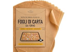 Carta Forno Fogli, 120 Pezzi da 20x30cm Carta da Forno per Teglie da Quarto di Foglio - Carta Forno Naturale Pergamena per Cottura, Cucina & Arrostire - Facili da Usare e Pulire da Baker's Signature