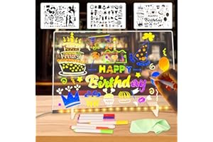 YDSEOZOA Tablero Acrílico Luminoso con Mensaje LED, Tablero de Notas LED con Bolígrafo de 7 Colores, Tablero de Dibujo LED con Soporte,Tablero de Escritura LED Luminoso Transparente, Limpiable