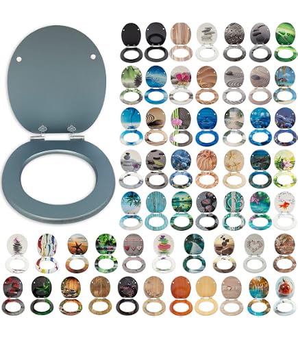 Wirquin Color Line Woody WC-Sitz, Mattblau – Aus Gepresstem Holz, Mit Edelstahl-Scharnieren
