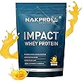 NAKPRO Impact Whey Protein 1kg | Isolate & Concentrate | 24g Protein & 4.9g BCAA | With Digestive Enzymes for better Absorption | NABL Lab Tested 100% Authentic Supplement Powder - Mango Flavour