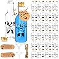 Fayavoo 50 Pcs Mini Alcohol Bottles, 50ml Resuable Small Plastic Bottles with Lids, Miniature Empty Shot Bottles with Gold Screw Caps and Liquid Funnel, Mini juice shot bottles for Parties, Weddings