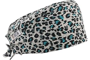 AELIN Calot De Bloc Calot Médical Cheveux Courts Unisexe 100% coton (Léopard)