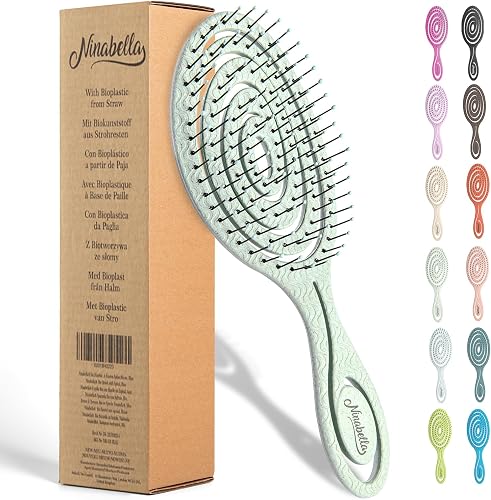 Ninabella® Organic Hair Brush, No Tugging, Professional Detangling Brush, Unique Detangler Brush with Spiral Spring