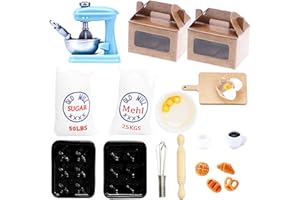 QANMUA Wichtel Zubehör Weihnachten, 21 Stück Miniatur Wichtel Zubehör Backen Set, Miniatur Eier Mehlsack Schneebesen Nudelholz Waage 1:12 Miniatur Küche Zubehör für Wichteltür Weihnachten Deko und Puppenhaus