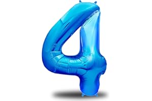 envami® Globos de Cumpleãnos 4 Azul I 101 CM Globo 4 Años I Globo Numero 4 I Decoracion 4 Cumpleaños Niños I Globos Numeros Gigantes Para Fiestas I Vuelan con Helio