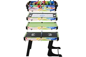 HOMCOM Mesa Multi Juegos Plegable 4 en 1 con Futbolín, Hockey, Billar y Ping-Pong, Mesa de Juegos de Sobremesa con Accesorios Incluidos, Diversión en Casa, 86,5x43,5x64 cm