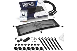 KABELZEN Kabelnetz Schreibtisch für Kabelmanagement, Kabelkanal flexibel - ideal für Kabelorganisation - Kabel verstecken unter dem Tisch, Kabelhalter inkl. Kabelschlauch, schwarz