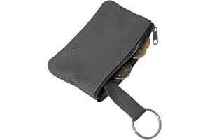 myledershop Sacchetto chiave di pelle Made in UE (Grigio scuro)