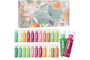 FONTOEN Coffret de 24 baumes à lèvres fruités, 12 parfums, hydratants et non collants pour lèvres très sèches - Coffret de soins pour les lèvres pour hommes, filles, femmes et garçons - Miel, Fraise, etc.