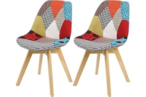 eSituro Linen Dining Chairs Set of 2 pcs Multicolour Kitchen Counter Corner Bedroom Dressing Chairs with Backrest and Solid Wood Legs for Office Lounge SDC0010