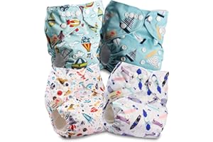 LITTLES & BLOOMZ Littles and Bloomz Baby wielokrotnego użytku kieszonkowa pielucha materiałowa, standardowy Popper, 4 pieluchy, FLP2-0403