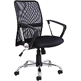 Office Essentials Office Chair with Arms, Adjustable Office Desk Chair for Home with Swivel and Wheels, Mesh, Black