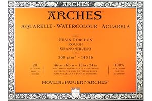 Arches 1795089 Aquarellpapier im Block (46 x 61 cm, 4-seitig geleimt, 300g/m² Grobkorn) 20 Blatt naturweiß