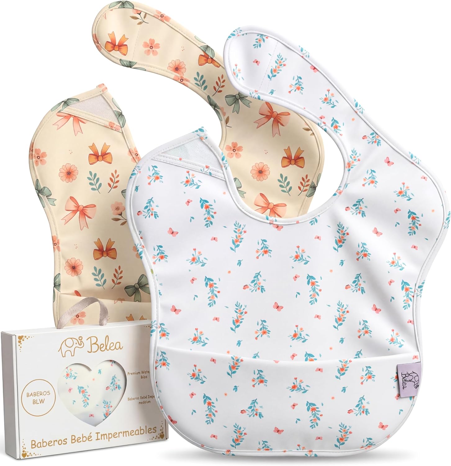 Belea Pack 2 Baberos Bebe Impermeables Sin Mangas BLW 6 Meses a 5 Años Bolsillo Recogemigas Babete Impermeável Babero Infantil Sin BPA Regalo Baby Shower Cumpleaños Bebé