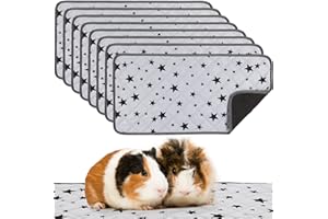 Nuenen 8 Pezzi Fodere per Gabbie per Porcellini d'India Cuscinetti per Pipì per Gabbia Assorbenti Riutilizzabili Lavabili Pad per Pipì con Motivo a Stella Antiscivolo in Pile (14 x 28 Pollici)