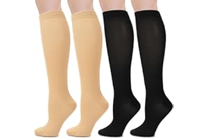 DZPUHUOJZ 2 Pairs Compression Socks for Women Men, Flight Compression Stocking Socks, knee-high support socks Varicose Veins Socks Pressure Socks Travel Socks for Women Pregnancy