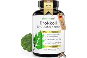 ‎PLANTOMOL 90mg Sulforaphan! 360 Sulforaphan Kapseln hochdosiert aus Brokkoli-Extrakt - Brokkoli Kapseln hochdosiert aus Brokkoli-Sprossen - 6 Monatsvorrat