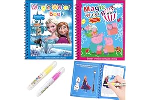 HENKODO Kolorowanka wodna, 2 sztuki, królowa lodu, magiczna książka, rysunek wodny, przenośny zestaw magicznych kolorowanek z pisakiem wodnym, dla chłopców, dziewczynek, chłopców i dziewczynek