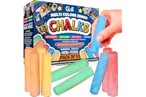 G4GADGET 10 Jumbo Chalks for Kids – Giant Chunky Outdoor Pavement Chalk – Washable Colourful Playground Sidewalk Chalks – Garden Summer Toys for Children Aged 3+