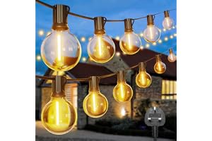 Torkase Outdoor String Lights, 50 m LED String Light with 56 + 2 Bulbs, IP54 Waterproof Luminous Garlands Outdoor and Indoor Deco for Garden, Patio, Party, Terrace