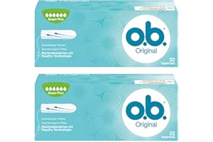 o.b. Original Super Plus Tampons with Curved Grooves - for Reliable Protection Ideal for Very Strong Days - 2 x Pack of 32 Parent