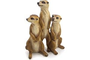 Bambelaa! 3er Set Erdmännchen Familie Figur Garten Deko Gartenfigur Groß Für Außen Zum Stellen (ca.15,5 x 7,5 x 20,5 cm)