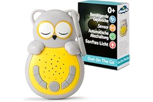Cloud b Sound Machine mit beruhigendem Licht | 4 weiße Geräusche und 4 Schlaflieder | Re-Activating Smart Sensor | Sweet Dreamz Grey Owl