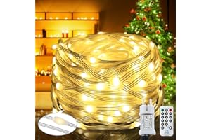 QILLNYY Stringa luminosa da 220 LED per esterni/interni 25M 8 modalità con timer per telecomando Decorazione in filo di PVC impermeabile Giardino Albero di Natale Matrimonio Natale (Bianco caldo)