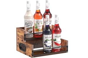 Alyoen Weinständer, Flaschenregal, Weinschrank aus Holz mit Tablett, Mini Bar, 2-stufiges Barregal für Schnapsflaschen, 6-Flaschen Barschrank, Bar Display, l für Wein und Whiskey