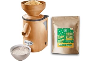 ‎MOCKMILL Getreidemühle Mockmill Lino 100 | Made in Germany | Edelkorund und Keramik Mahlstein | frisches Mehl | (Lino 100 + 2,5 kg Bio Buchweizen)