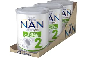 Nestlé NAN TOTAL CONFORT 2 Leche para bebés con trastornos digestivos leves como cólicos o estreñimientos, 3 botes de 800g
